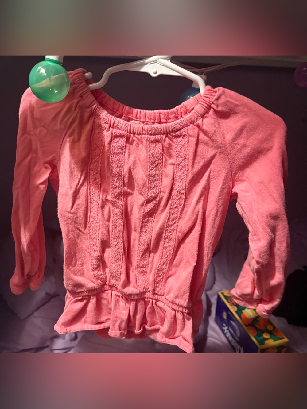The Children's Place size 3t pink Long Sleeve Ruffle Hem Top